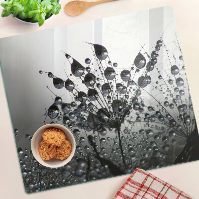 Planche à découper verre Gouttes d'eau sur les plantes