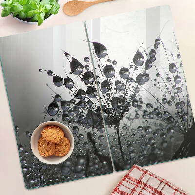 Planche à découper verre Gouttes d'eau sur les plantes
