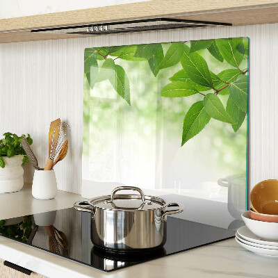 Planche à découper verre Feuilles sur fond vert flou