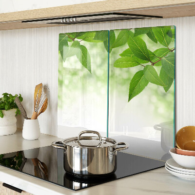 Planche à découper verre Feuilles sur fond vert flou