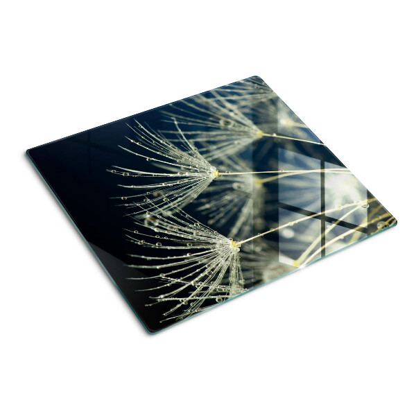 Planche à découper en verre Pissenlits avec des gouttes d'eau