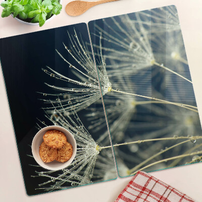 Planche à découper en verre Pissenlits avec des gouttes d'eau