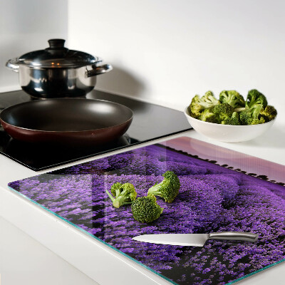 Planche à découper verre Un champ de lavande en pleine floraison