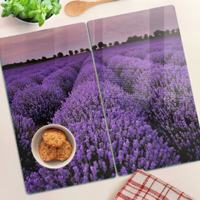 Planche à découper verre Un champ de lavande en pleine floraison