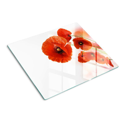 Planche à découper en verre Fleurs de pavot de couleur rouge