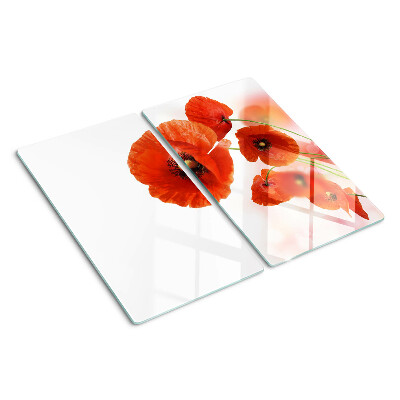 Planche à découper en verre Fleurs de pavot de couleur rouge