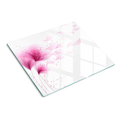 Planche à découper en verre Fleurs dans les tons de rose