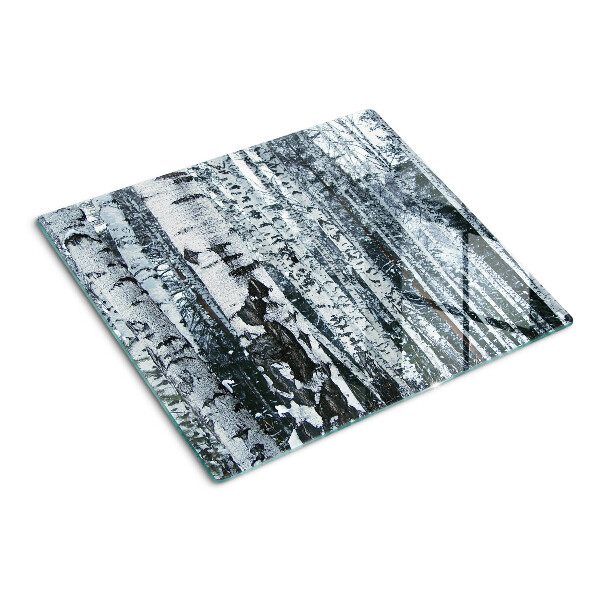 Planche à découper verre Forêt de bouleaux dans un paysage hivernal
