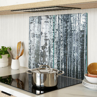 Planche à découper verre Forêt de bouleaux dans un paysage hivernal