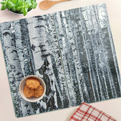 Planche à découper verre Forêt de bouleaux dans un paysage hivernal