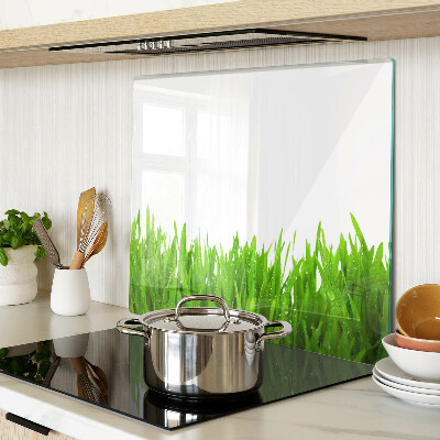 Planche à découper verre Herbe verte avec des gouttes d'eau