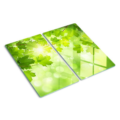 Planche à découper en verre Feuilles aux rayons du soleil