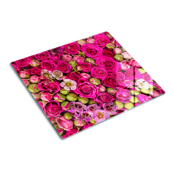 Planche à découper en verre Fleurs roses dans un bouquet