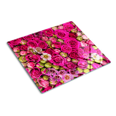Planche à découper en verre Fleurs roses dans un bouquet