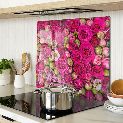 Planche à découper en verre Fleurs roses dans un bouquet