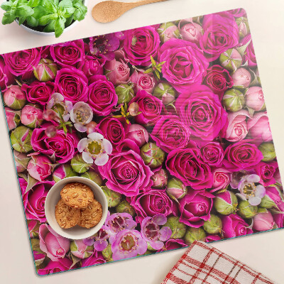 Planche à découper en verre Fleurs roses dans un bouquet