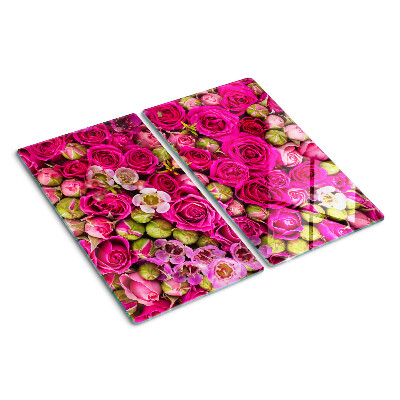 Planche à découper en verre Fleurs roses dans un bouquet