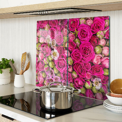 Planche à découper en verre Fleurs roses dans un bouquet