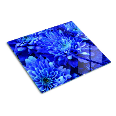 Planche à découper en verre Fleurs de chrysanthème bleu
