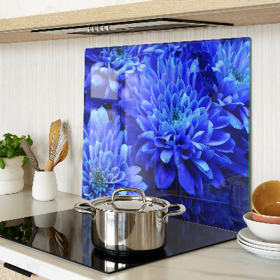 Planche à découper en verre Fleurs de chrysanthème bleu
