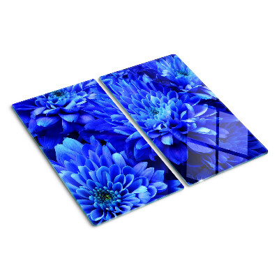 Planche à découper en verre Fleurs de chrysanthème bleu