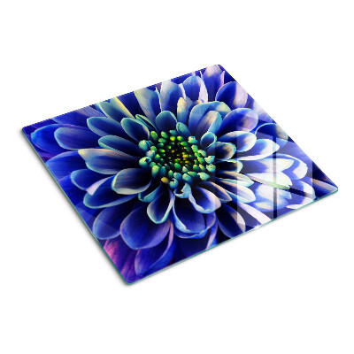 Planche à découper en verre Fleur de dahlia bleu