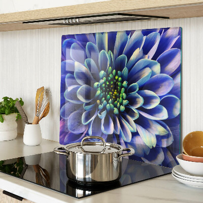 Planche à découper en verre Fleur de dahlia bleu