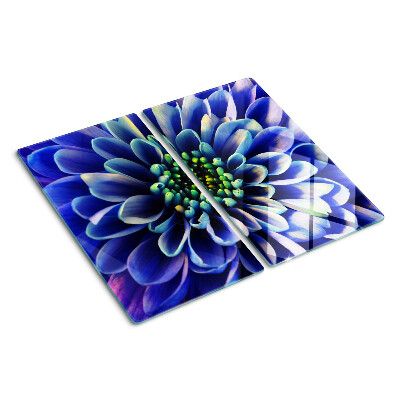 Planche à découper en verre Fleur de dahlia bleu