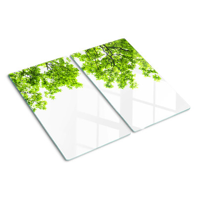 Planche à découper en verre Feuilles vertes contre le ciel