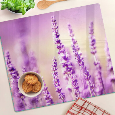 Planche à découper verre Fleurs de lavande sur fond dégradé