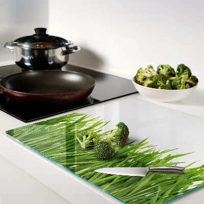 Planche à découper verre herbe verte