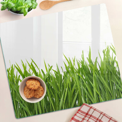Planche à découper verre herbe verte