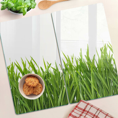 Planche à découper verre herbe verte