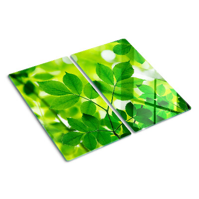 Planche à découper verre Feuilles sur fond vert