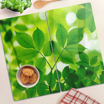 Planche à découper verre Feuilles sur fond vert