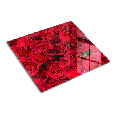 Planche à découper en verre roses rouges