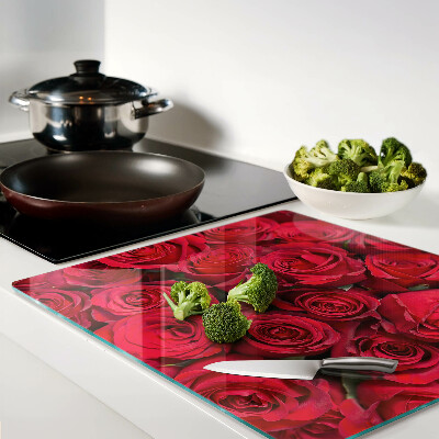 Planche à découper en verre roses rouges