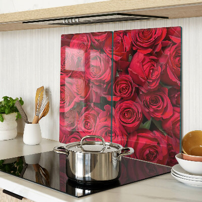 Planche à découper en verre roses rouges