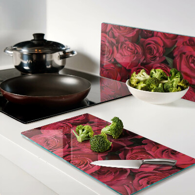 Planche à découper en verre roses rouges