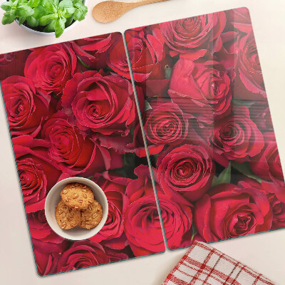 Planche à découper en verre roses rouges