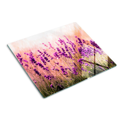 Planche à découper verre Champ de lavande sous les rayons du soleil