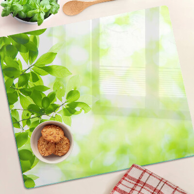 Planche à découper verre Feuilles vertes à la lumière