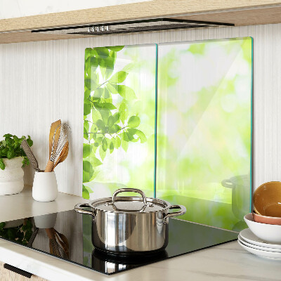 Planche à découper verre Feuilles vertes à la lumière