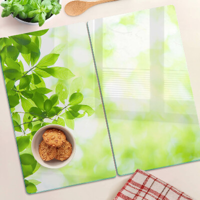 Planche à découper verre Feuilles vertes à la lumière
