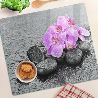 Planche à découper verre Fleurs et pierres contre l'eau