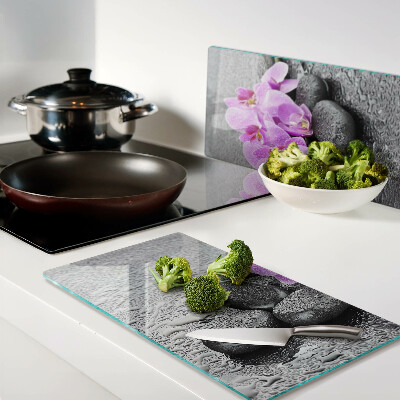 Planche à découper verre Fleurs et pierres contre l'eau