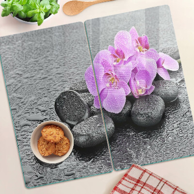 Planche à découper verre Fleurs et pierres contre l'eau