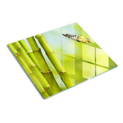 Planche à découper en verre Motif bambou et papillon