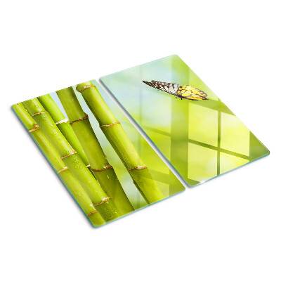 Planche à découper en verre Motif bambou et papillon