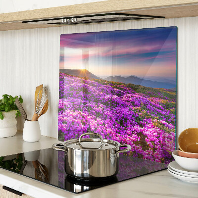 Planche à découper verre Paysage fleuri au coucher du soleil